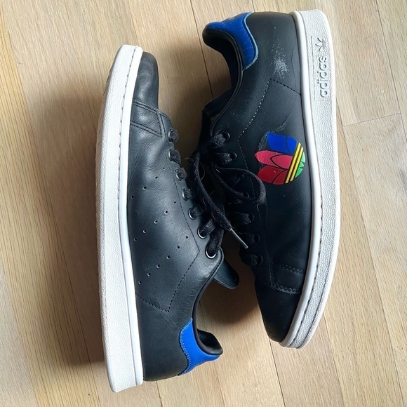 adidas stan smith black colorful trefoil- size 9 - Picture 2 of 9